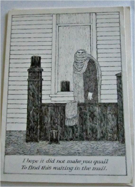 Edward Gorey Birthday Card Vintage 1982 Edward Gorey Greeting Card I Hope It Did by Edward Gorey Birthday Card Vintage 1982 Edward Gorey Greeting Card I Hope It Did by