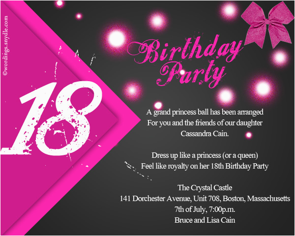 Eighteenth Birthday Invitations 18th Birthday Party Invitation Wording Wordings and Messages