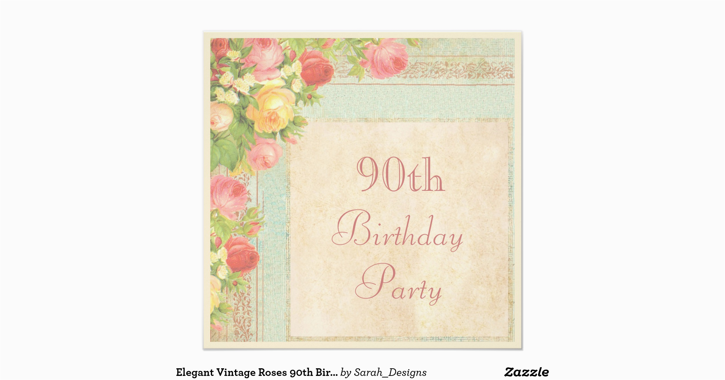 Elegant 90th Birthday Decorations Elegant Vintage Roses 90th Birthday Party Invitation