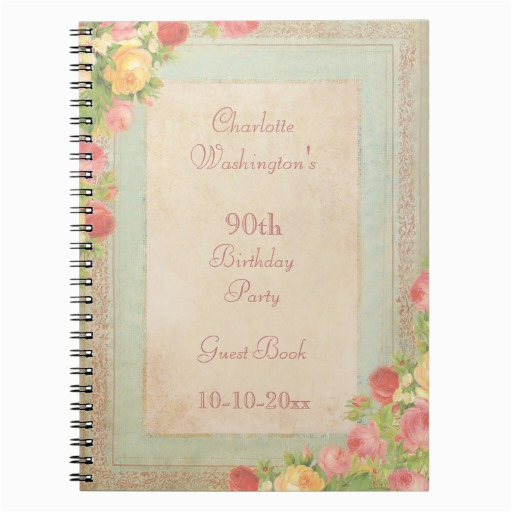 Elegant 90th Birthday Decorations Elegant Vintage Roses 90th Birthday Party Spiral Notebook Elegant 90th Birthday Decorations Elegant Vintage Roses 90th Birthday Party Spiral Notebook