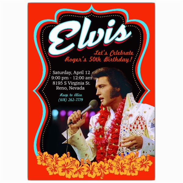Elvis Birthday Invitations Elvis Poster Birthday Invitations Paperstyle