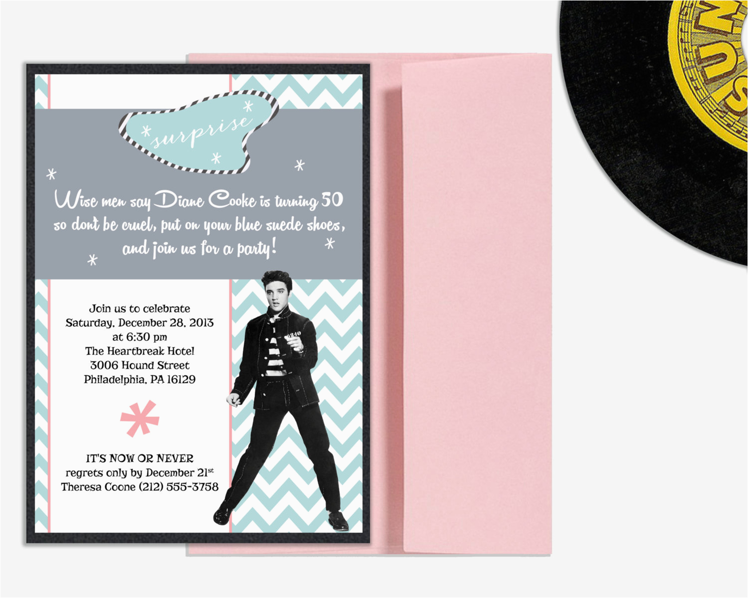 Elvis Birthday Party Invitations Elvis Presley Milestone Birthday Invitation Surprise Party