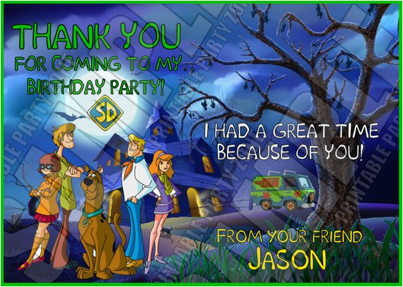 Emailable Birthday Cards Scooby Doo Thank You Birthday Card Note Printable Invite