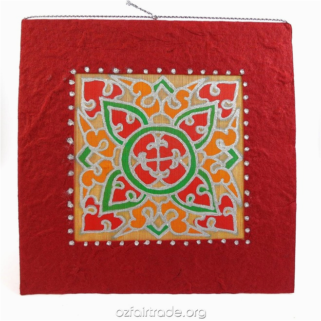 Fair Trade Birthday Cards Red Hand Printed Lotus Silk Blank Greeting Card Oz Fair