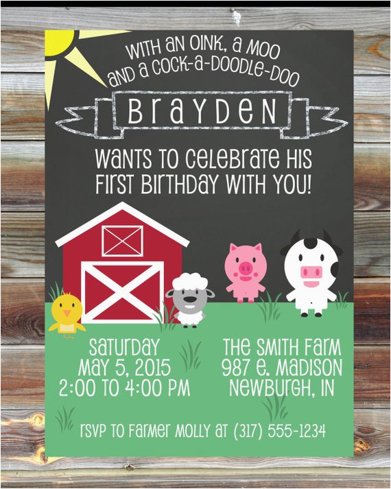 Farm 1st Birthday Invitations Farm theme First Second Third Birthday Invitation Digital