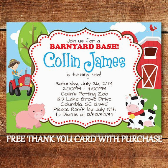 Farm First Birthday Invitations Farm Animal Birthday Invitation Farm First Birthday
