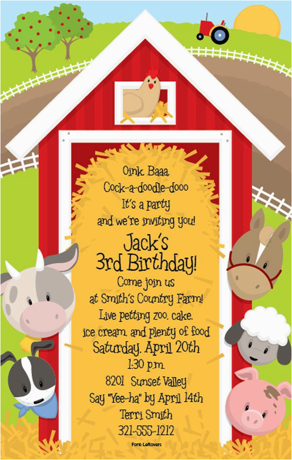 Farm First Birthday Invitations Farm Animal Birthday Party Invitations