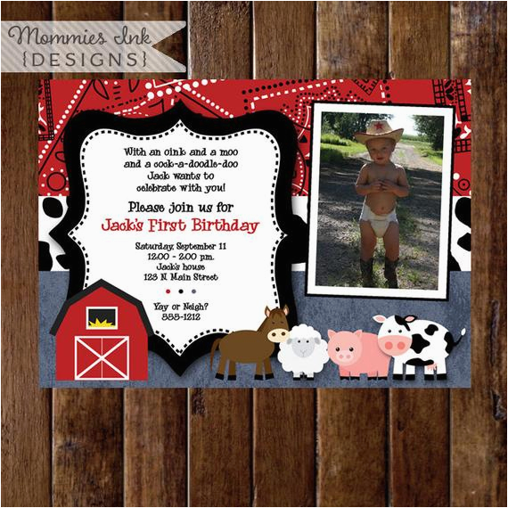 Farm First Birthday Invitations Farm Birthday Invitation Farm Animals Birthday Party