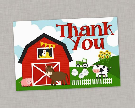 Farming Birthday Cards Farm Thank You Card Barnyard Thank You Card Farm Farming Birthday Cards Farm Thank You Card Barnyard Thank You Card Farm
