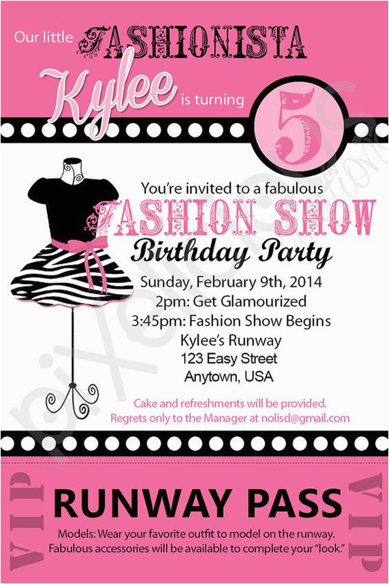 Fashion Show Birthday Party Invitations 7th Birthday Invitation theme Ideas Party Xyz