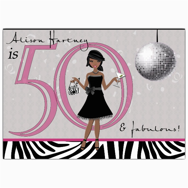 Female 50th Birthday Invitations Chic African American Girl Disco 50th Birthday Invitations Female 50th Birthday Invitations Chic African American Girl Disco 50th Birthday Invitations