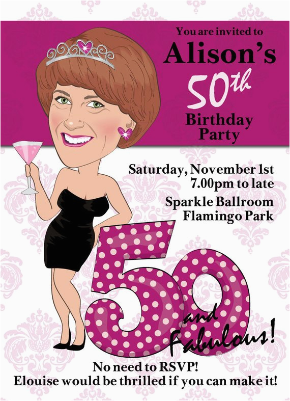 Female 50th Birthday Invitations Women 39 S 50th Birthday Party Invitation Illustrated From Female 50th Birthday Invitations Women 39 S 50th Birthday Party Invitation Illustrated From