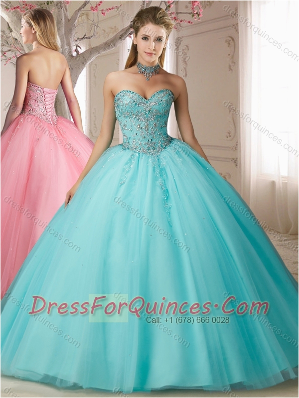 Fifteen Birthday Dresses Lovely Big Puffy Beaded Bodice and Applique Sweet 15th
