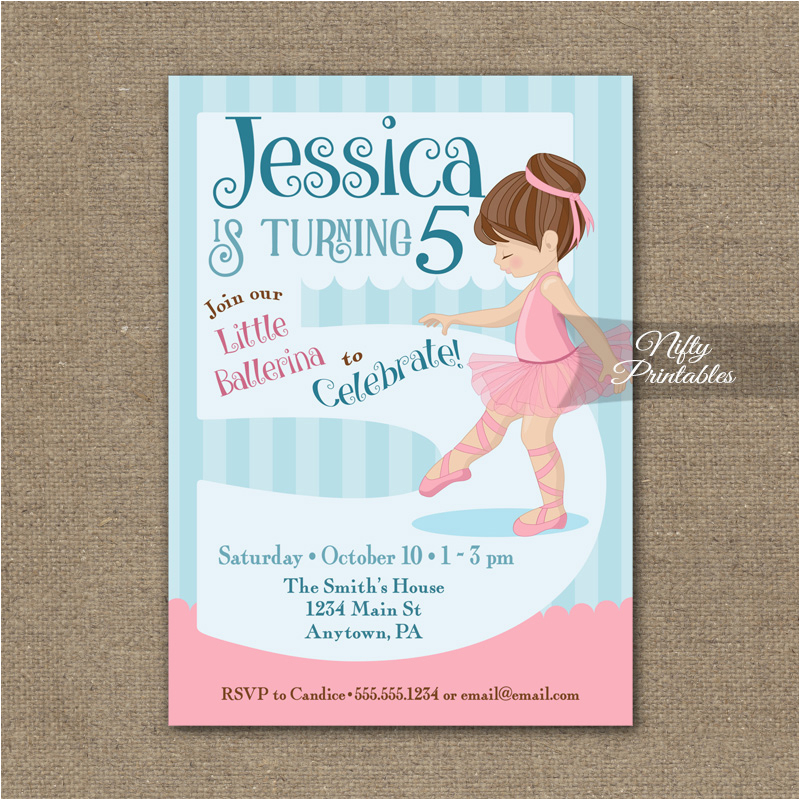 Fifth Birthday Party Invitation 5th Birthday Invitation Ballerina Tutu Invitation