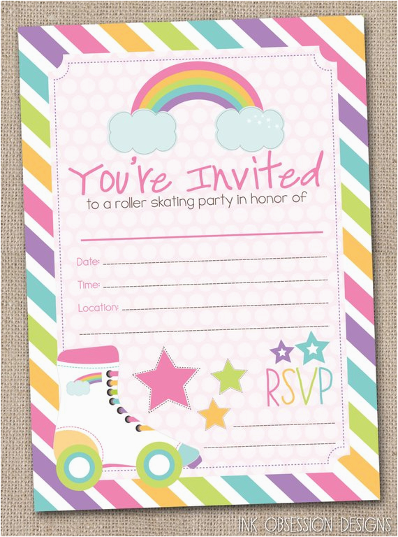 Fillable Birthday Invitations Free Fill In Roller Skating Party Invitations by