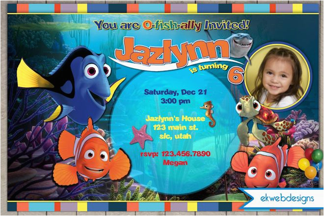 Finding Nemo Photo Birthday Invitations Finding Nemo Birthday Invitation Custom Digital File