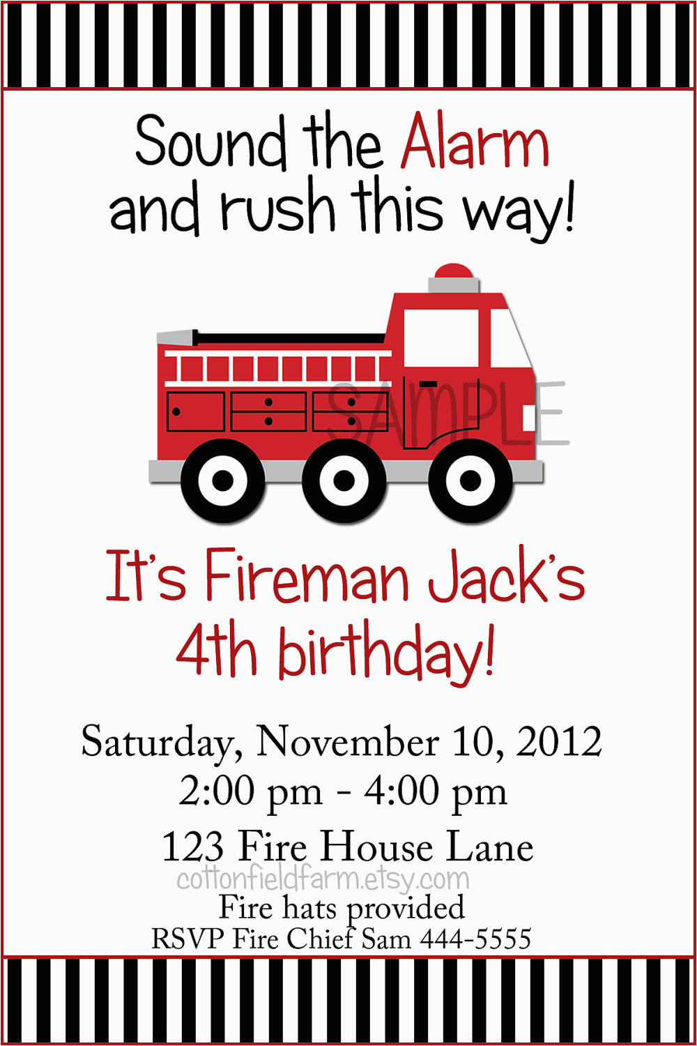 Fire Truck Birthday Invitations Free Little Red Fire Truck Birthday Party Invitation by