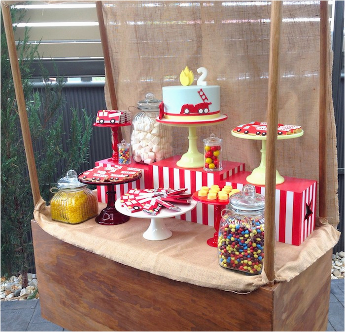 Fire Truck Birthday Party Decorations Kara 39 S Party Ideas Vintage Fire Truck themed Birthday