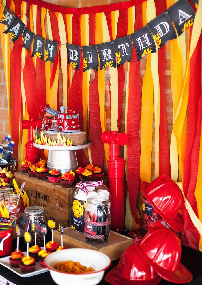 Firefighter Birthday Decorations Kara 39 S Party Ideas Fireman Birthday Party Kara 39 S Party Ideas