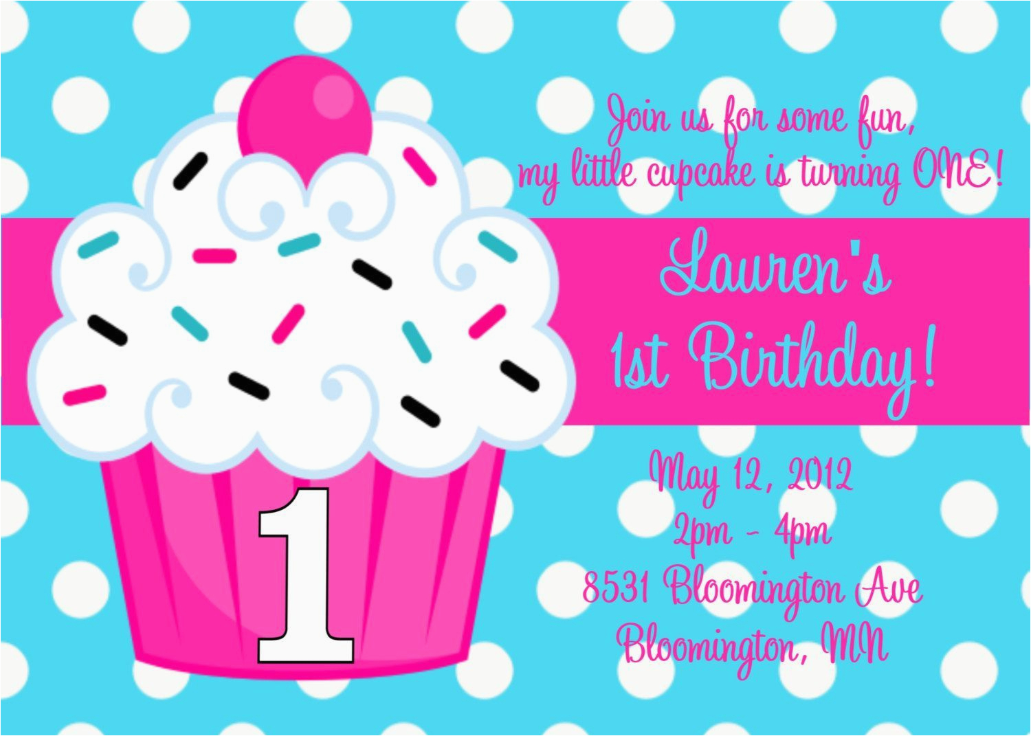 First Birthday Cupcake Invitations Cupcake Invitations 1st Birthday Cupcake themed 1st