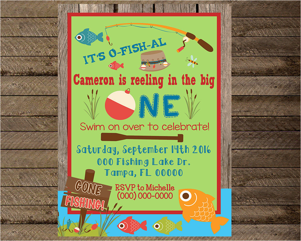 Fishing First Birthday Invitations Fishing Invite Fishing Invitation First Birthday Fishing