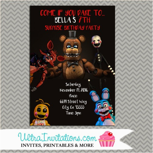 Five Nights at Freddy S Birthday Invitations Five Nights at Freddy 39 S Party Personalized Party