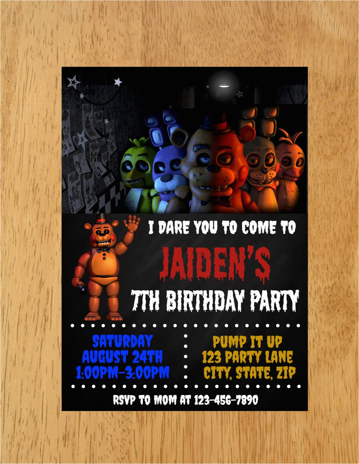 Five Nights at Freddy S Birthday Party Invitations Five Nights at Freddy 39 S Birthday Party Invitation by