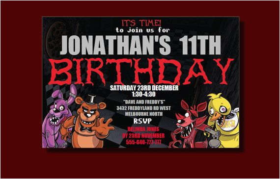 Five Nights at Freddy S Printable Birthday Invitations Five Nights at Freddy 39 S Birthday Invitation by