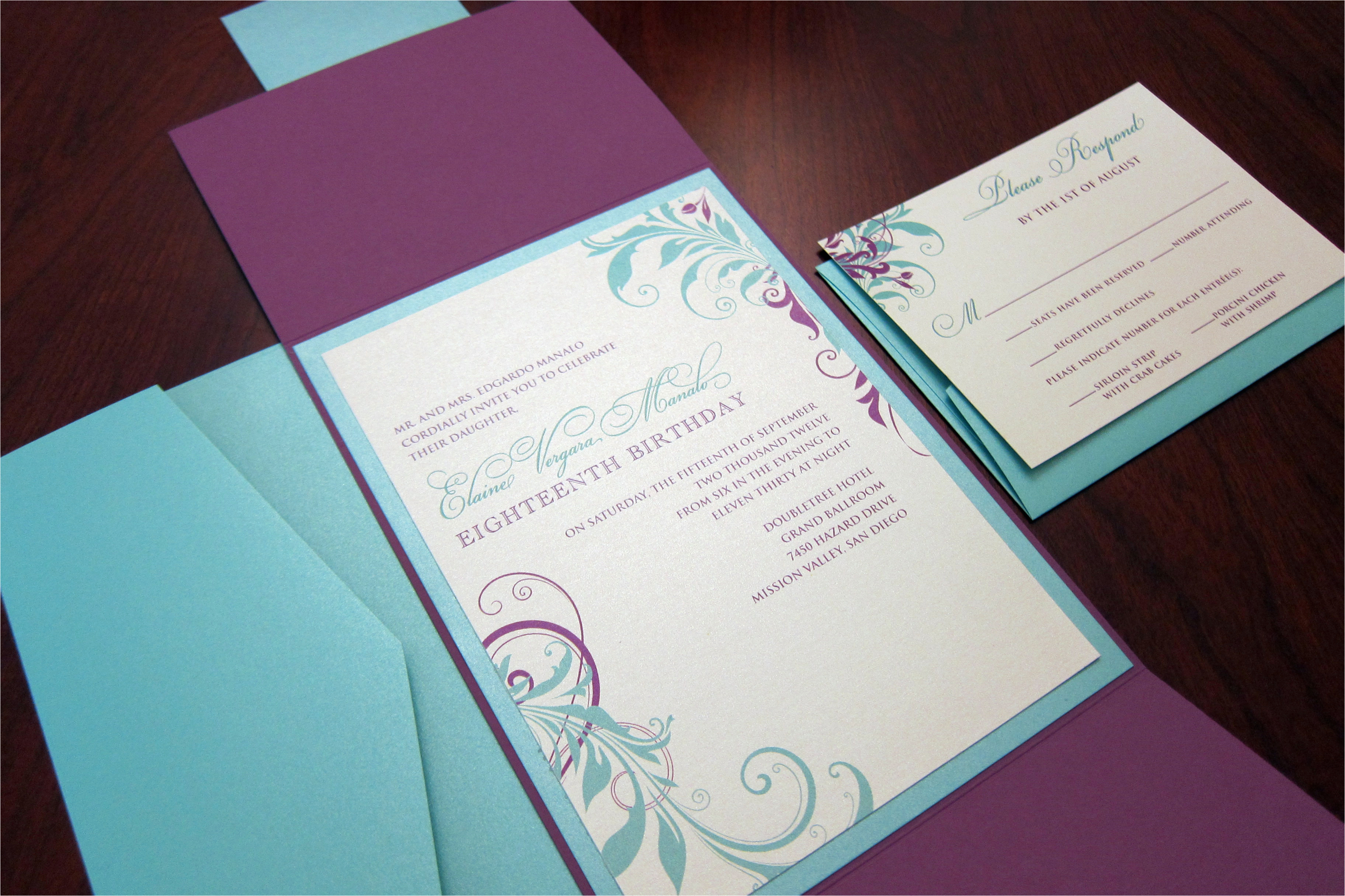 Folded Birthday Invitations Purple Tiffany Blue Birthday Invitation Gate Fold