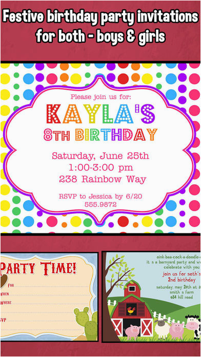 Free Apps for Birthday Invites Happy Birthday Invitations for Kids Party App Download