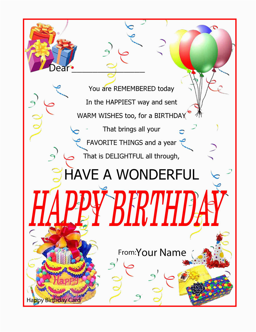 Free Birthday Cards.com 40 Free Birthday Card Templates Template Lab