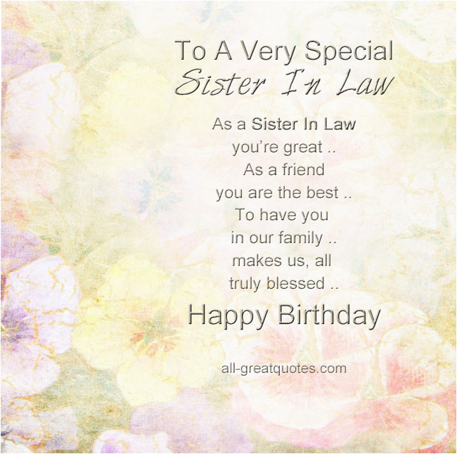 Free Birthday Cards for Sister In Law Special Sister In Law Quotes Quotesgram