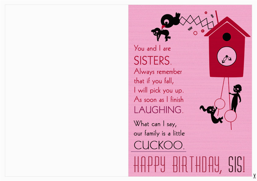 Free Birthday Cards for Sisters Cool and Funny Printable Happy Birthday Card and Clip Art