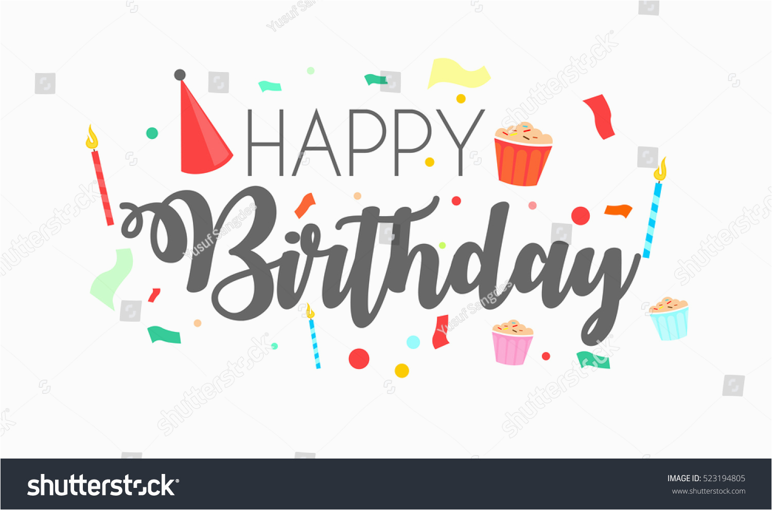 Free Birthday Cards for Texting Happy Birthday Typographic Vector Design Greeting Stock