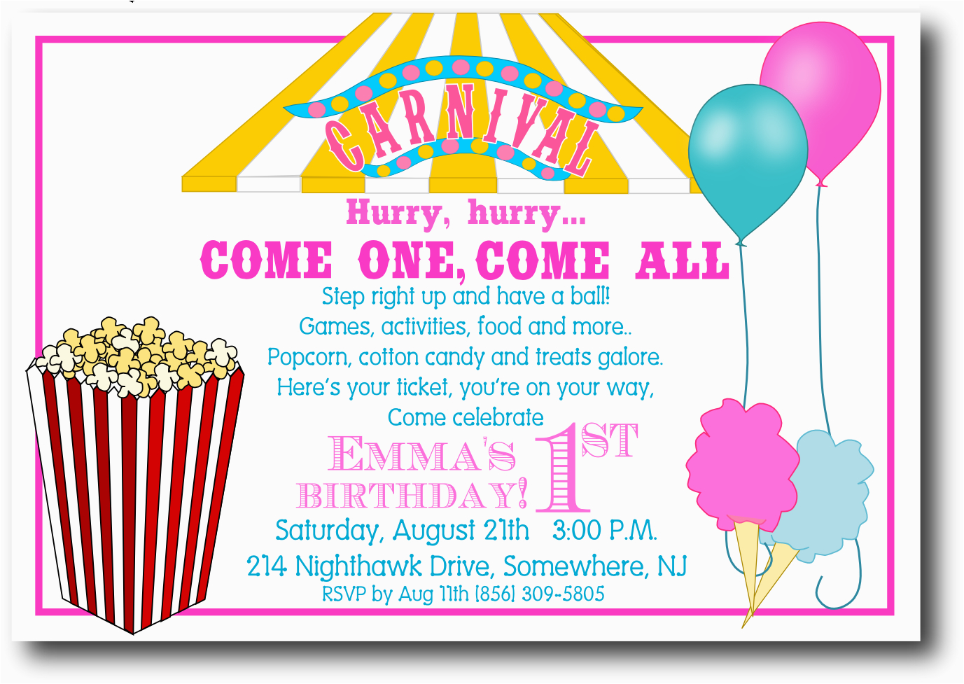 Free Carnival Birthday Invitations 5 Best Images Of Free Printable Carnival Templates