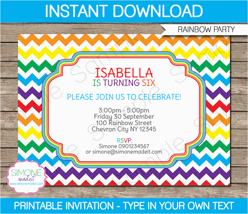 Free Editable Birthday Invitations Rainbow Party Invitations Template Birthday Party