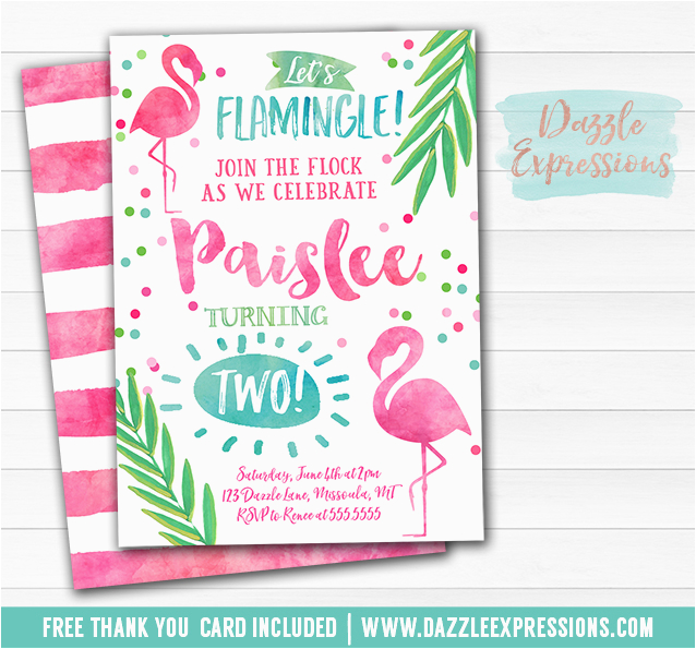 Free Flamingo Birthday Invitations Printable Watercolor Flamingo Birthday Invitation Luau