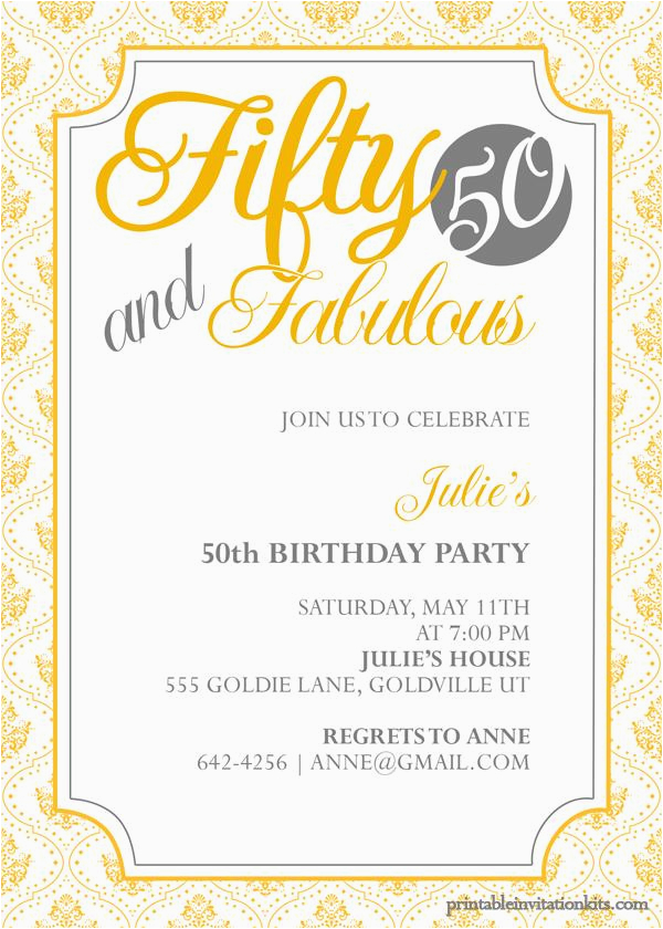 Free Online 50th Birthday Invitation Templates 50th Birthday Invitation Templates Free Printable A