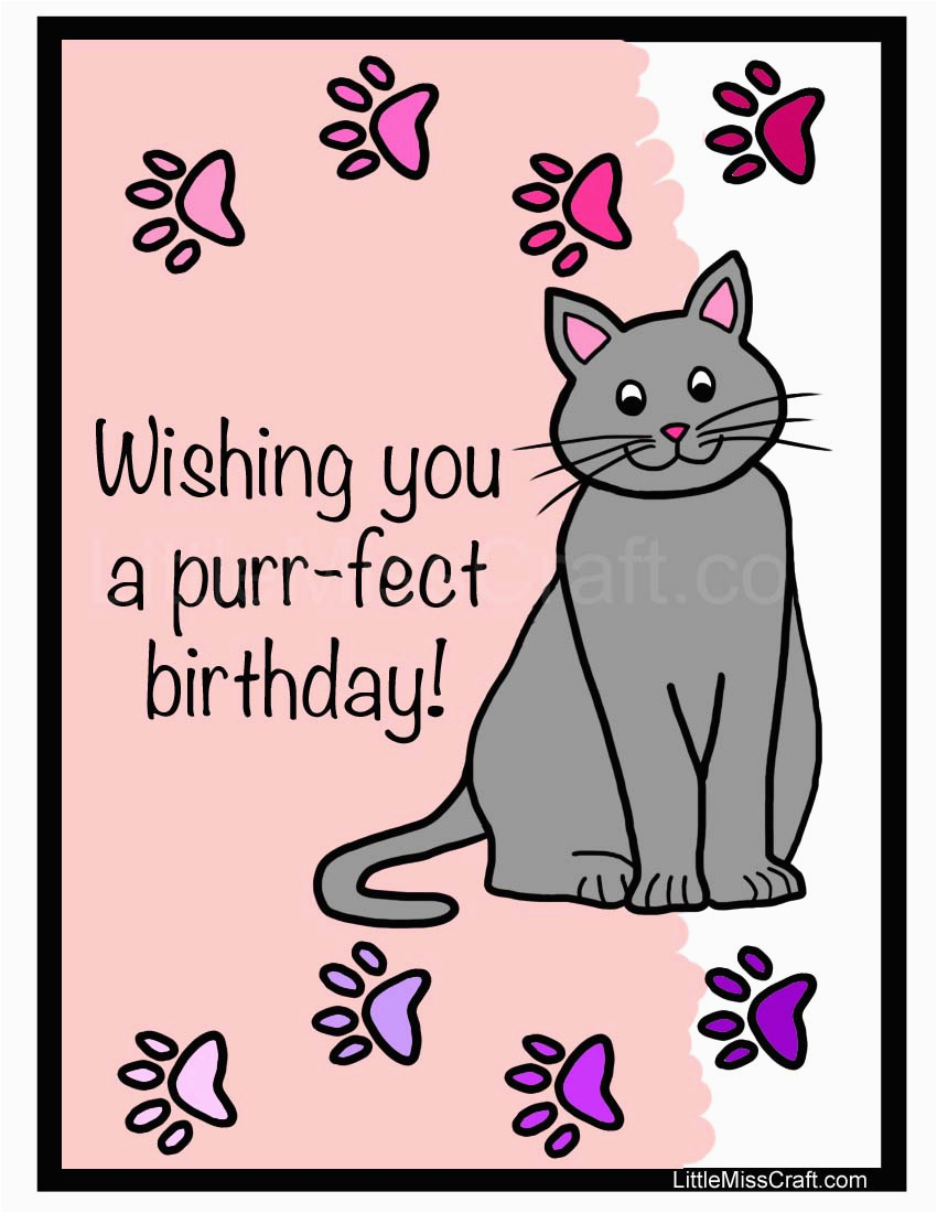 Free Printable Cat Birthday Cards Crafts Cat Birthday Coloring Page