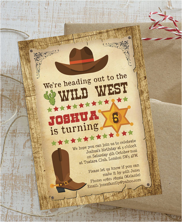 Free Printable Cowboy Birthday Invitations Cowboy Wild West Birthday Party Invitation From 0 80 Each