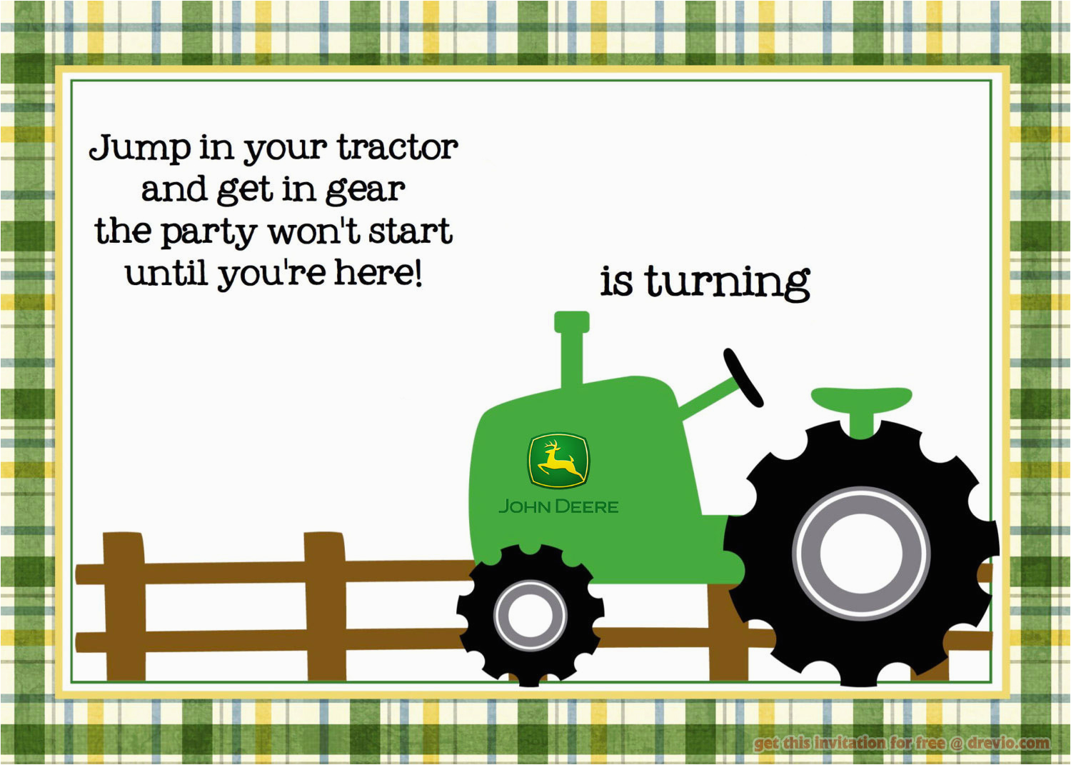 Free Printable John Deere Birthday Invitations Free Printable John Deere Tractor Birthday Invitation