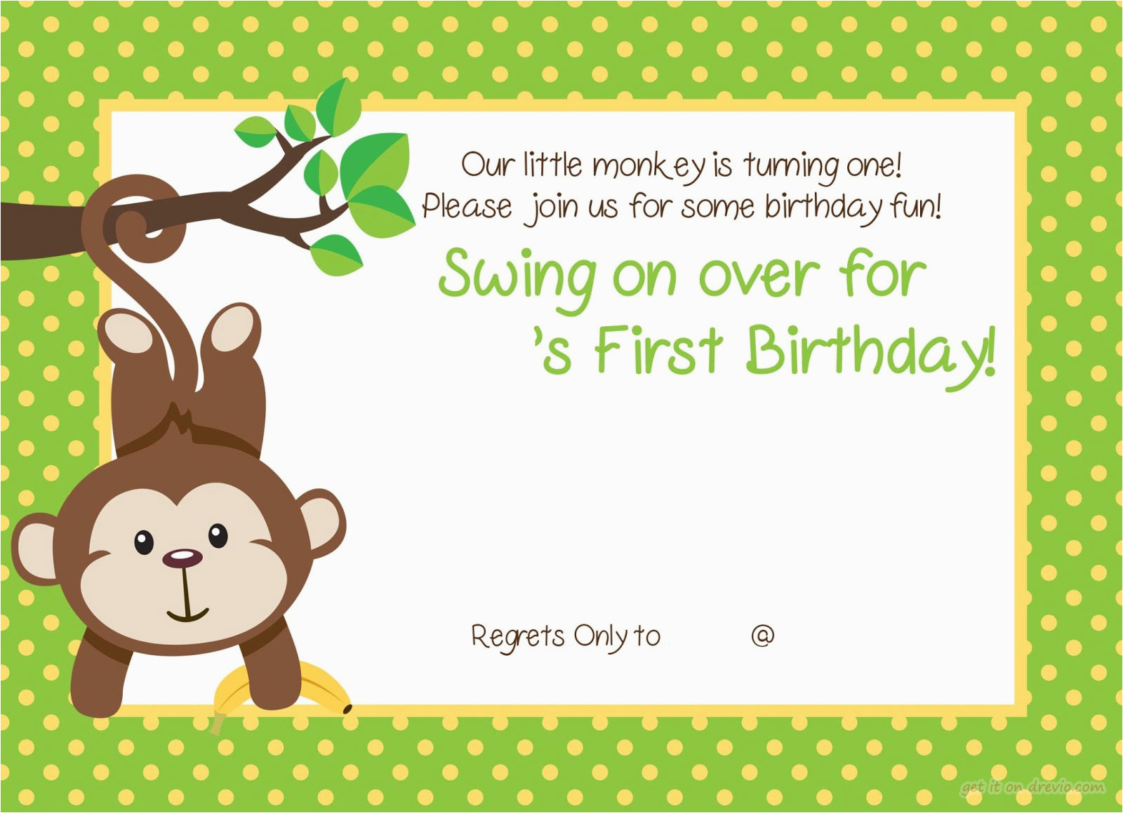 Free Printable Monkey Birthday Invitations Free Printable 1st Monkey Birthday Invitation Free