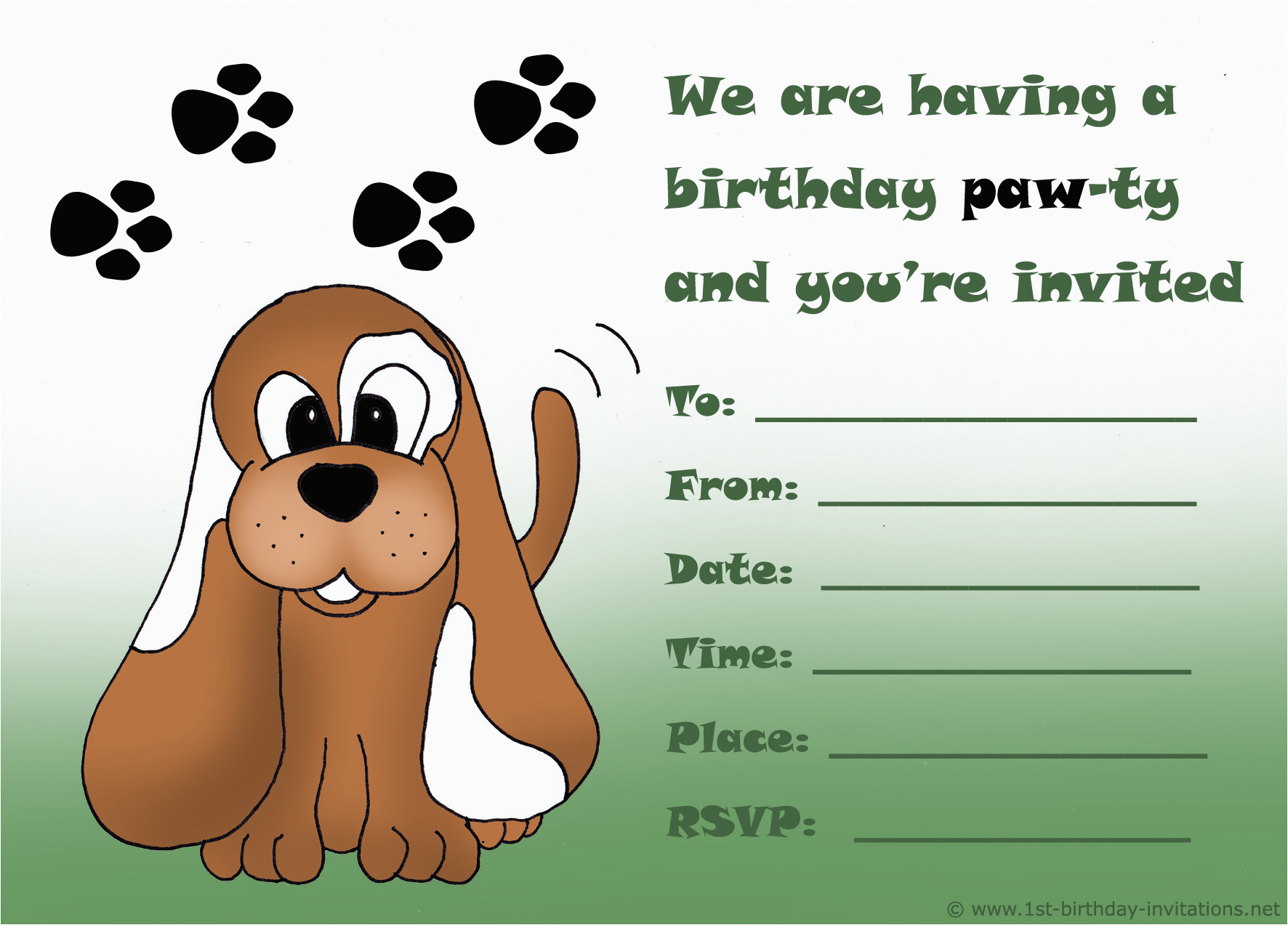 Free Printable Puppy Birthday Invitations Kids Birthday Party Invitations Free Printable 1st