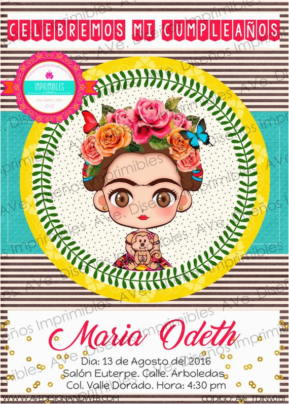 Frida Kahlo Birthday Invitations Frida Kahlo Invitations Frida Kahlo Birthday Invitations