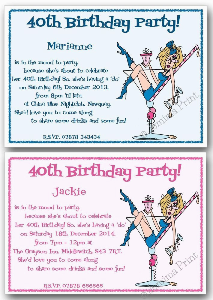 Funny 40th Birthday Party Invitations 18th 21st 30th 40th 50th 60th Personalised Funny Birthday