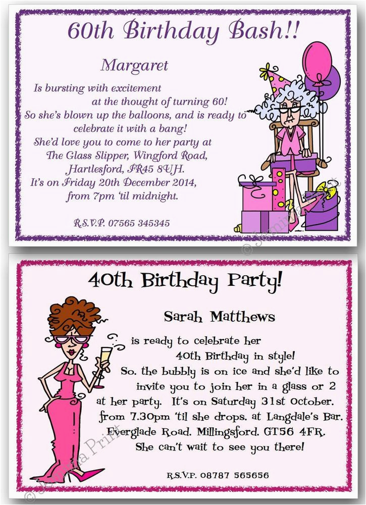 Funny 40th Birthday Party Invitations 30th 40th 50th 60th 70th 80th Personalised Funny Birthday