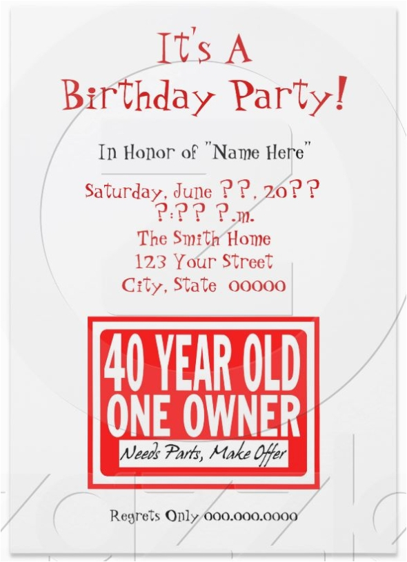 Funny 40th Birthday Party Invitations 7 Funny Invitation Card Designs