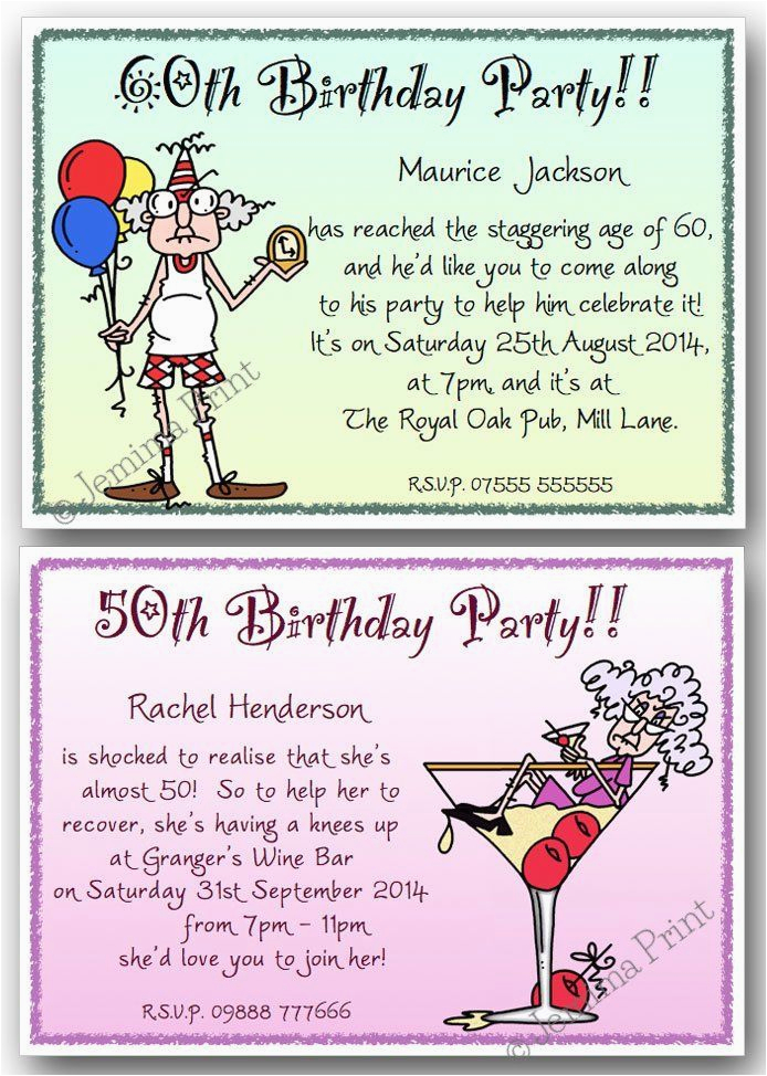 Funny 70th Birthday Invitations 40th 50th 60th 70th 80th 90th Personalised Funny Birthday