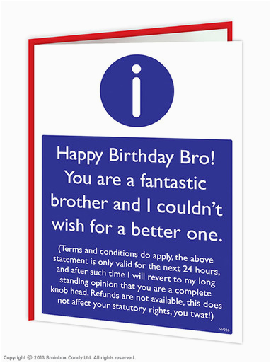 Funny Birthday Cards for Brothers Brother T Cs Birthday Card Brainboxcandy Com