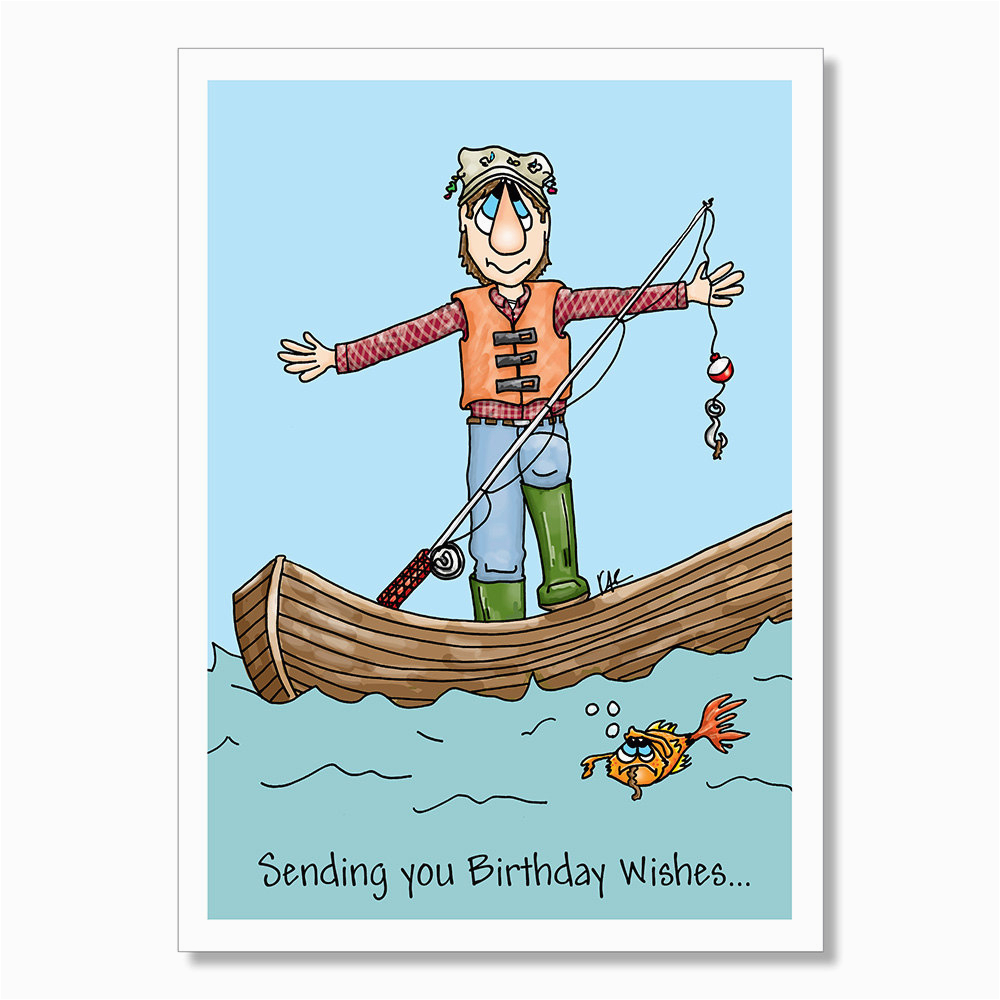 Funny Fishing Birthday Cards Birthday Card for Fisherman Funny Birthday Card Fisherman In